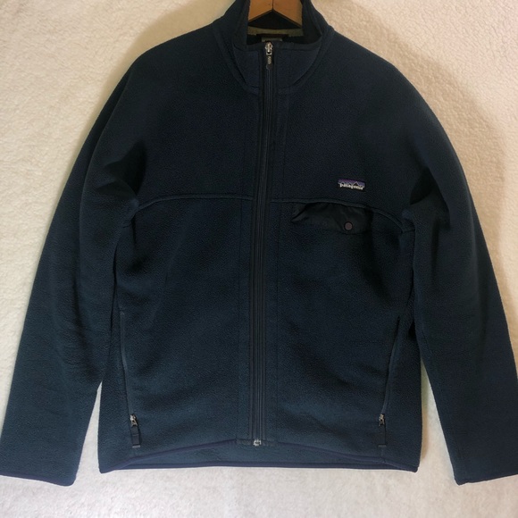 Patagonia Men’s Synchilla Full Zip Fleece Jacket size Lg Navy pockets #25395 - Picture 2 of 14